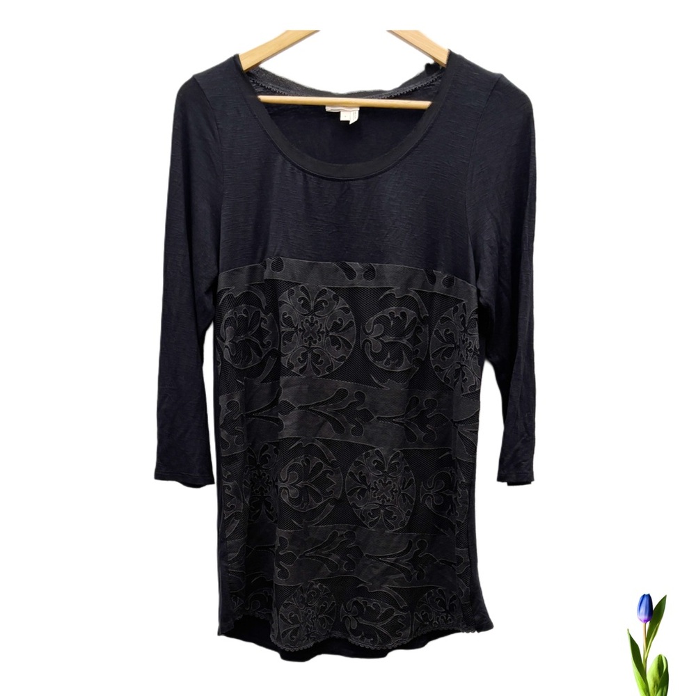 Meadow Rue Long Black Top size L
